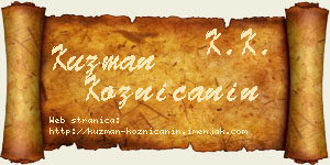 Kuzman Kozničanin vizit kartica